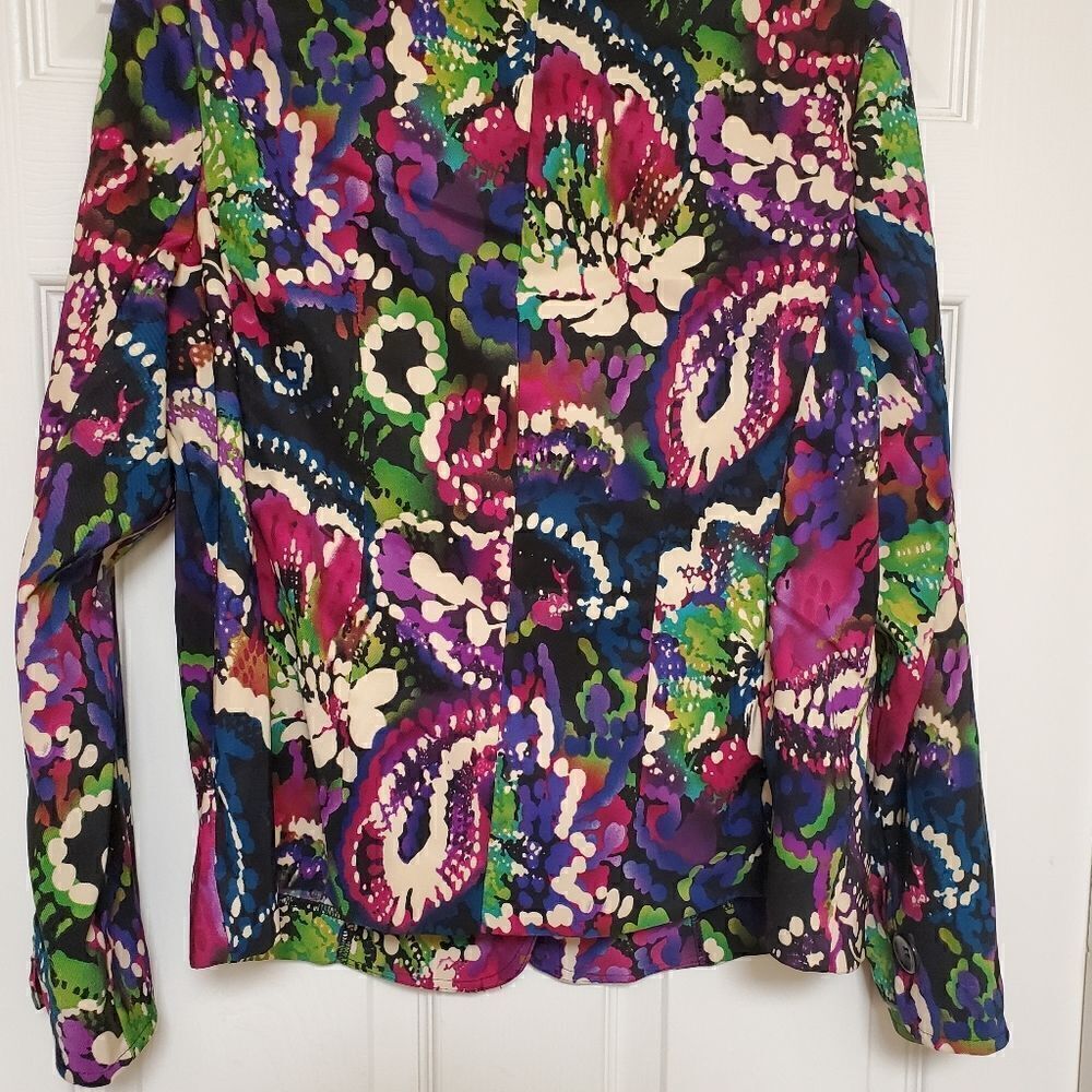 Notations Floral Blazer Medium Colorful Statement Jacket - Picture 5 of 10
